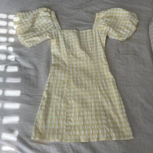 Yellow Checkered Mini Dress